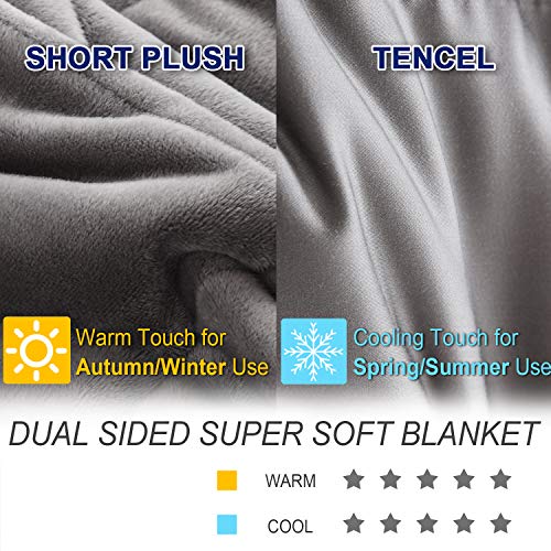 Double-Sided Weighted Blanket King Size 30lbs(88''x104'', All Season Use), Warm Short Plush and Cool Tencel Reversible Weighted Blanket, California King Size for Adults & Couple - Carry Bag Included