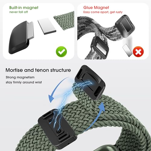 Arae Magnetic Stretchy Watch Band Compatible for Apple Watch Band 49mm 45mm 44mm 42mm, Comfortable Adjustable Straps Wristbands for iWatch Series 9 8 7 6 5 4 SE 3 2 1 Ultra Women Men,Starlight Pink