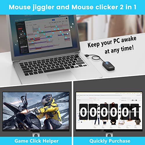 Cloudeck Mouse Jiggler Undetectable for Computer, USB Mouse Mover, Gaming Automatic Continuous and Assistive Click Device, Plug & Play, Simulate Mouse Pointer Movement to Prevent PC Going Sleep