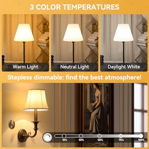 Neporal MAGICPRO Smart Rechargeable Light Bulbs with Remote, USB+Socket Rechargeable Battery Operated Light Bulb for Lamp and Sconces, 2 Hrs Fast Charging Last 5-52 Hrs, 9+3 Colors (MagicPro RGB, 2)