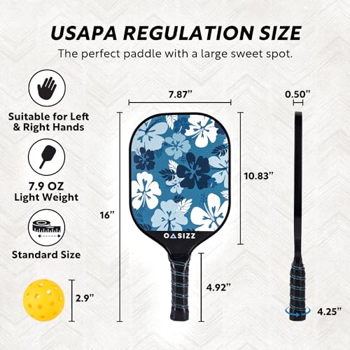 Pickleball Paddles Carbon Fiber, Lightly Textured Carbon Surface Extra Spin, Honeycomb Core Pickle Ball Set, Ergonomical Pickleball Paddles Set of 2, Lightweight Pickleball Set