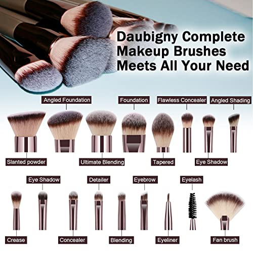 Makeup Brushes, Daubigny 16Pcs Premium Synthetic Makeup Brush Set with Professional Foundation Brushes Powder Concealers Eye shadows Blush Makeup Brush for Perfect Makeup (Black)