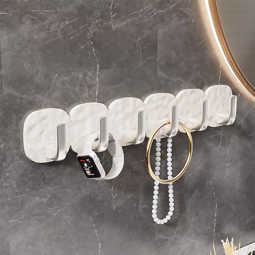 Klmfatsig Wall Hanging Hooks, Glacier Pattern Hook, with 6 Metal Hooks, 13 -inch Entryway Hooks, for Towels, Wallets, Bathroom mud bedrooms (Cream, 13in)