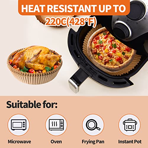 PABUES 7.9inch 140 Pcs Air Fryer Disposable Paper Liner,Non-Stick Parchment Paper, Oil Resistant, Waterproof, Food Grade Baking Paper for 5-8 QT Air Fryer Baking Roasting Microwave