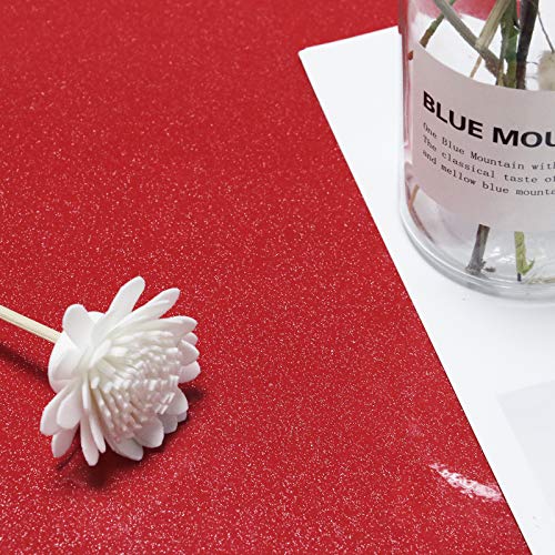 15.8''x393.7''Red Contact Paper for Countertops Self-Adhesive Wallpaper Removable Red Peel and Stick Wallpaper Waterproof Easy to Clean Vinyl Roll Decorative Kitchen Cabinet for Wall Covering