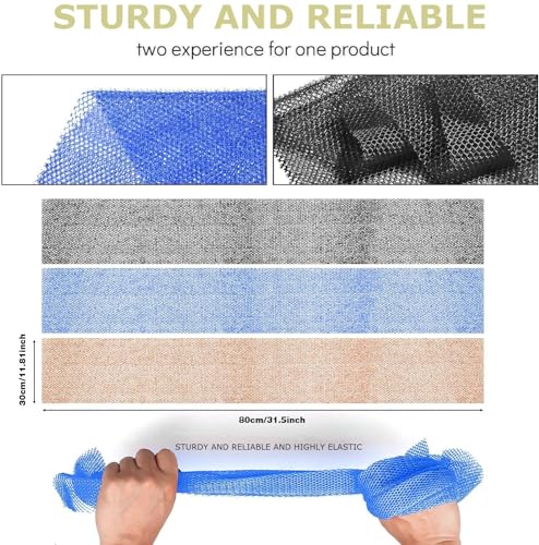 UJFQBH 3 Pieces African Bath Sponge African Net Long Net Bath Sponge Exfoliating Shower Body Scrubber Back Scrubber Skin Smoother,Great for Daily Use (Purple, Pink,Green)