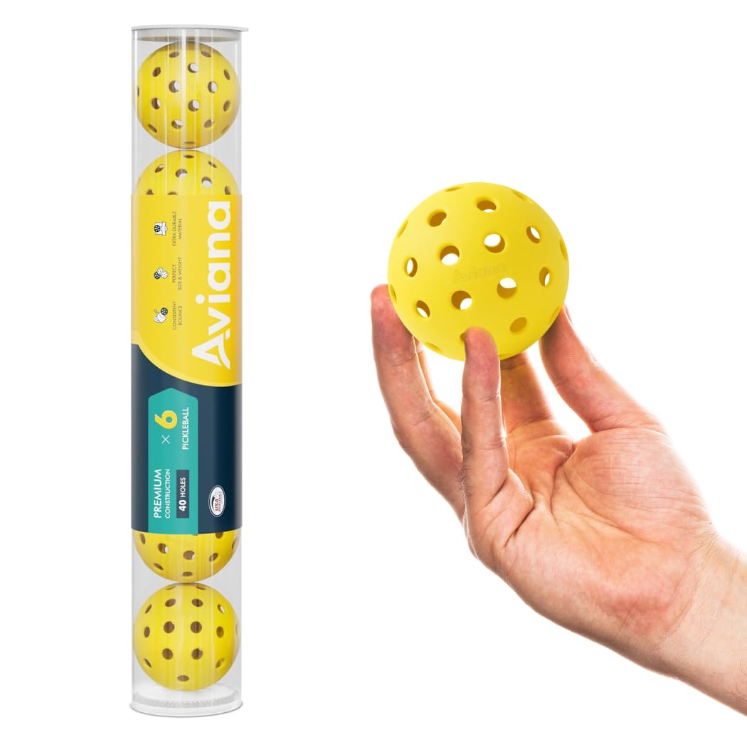 Pro Aviana Outdoor Pickleball Balls - USAPA Approved for Tournament Play 6, 12 & 48 Packs | Durable 40-Hole Design | Ideal for All Skill Levels | Pickleball Accessories | Pickleball Balls Outdoor