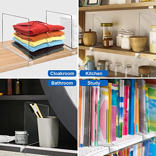 OMGelic Acrylic Shelf Dividers for Closet Organization 4PCS Closet Shelf Divider Closet Dividers for Shelves Shelf Organizer for Closet Shelf Organizer for Wood Closet Separator Clear