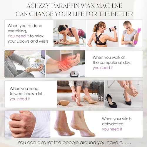 Achzzy Paraffin Wax Machine for Hands and Feet, 4000ml Paraffin Bath, Paraffin Wax Warmer with Refills, Nourishing and Moisturizing, Professional-Grade Spa Treatment for Soft and Smooth Skin (Purple)