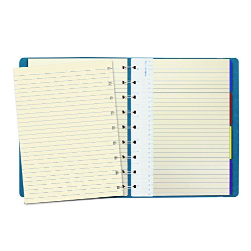 FILOFAX REFILLABLE NOTEBOOK CLASSIC, 9.25" x 7.25" Aqua - Elegant leather-look cover with moveable pages - Elastic closure, index, pocket and page marker (B115906U)