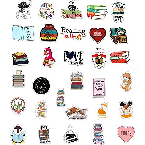 Reading Stickers 100 Pcs I Love Reading Decals Motivational Stickers Waterproof Vinyl Decals for Scrapbook Laptop Luggage Skateboard Water Bottle Notebook Phone Decoration