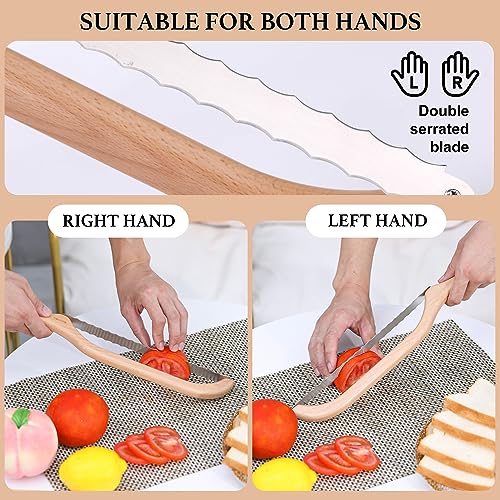 Recsrdce Bread Knife,15.6inch Bread Bow Knife, bread knife for homemade bread, sourdough bread knife,Premium Stainless Steel bread slicing knife with protective cover(Suitable for: left or right hand)