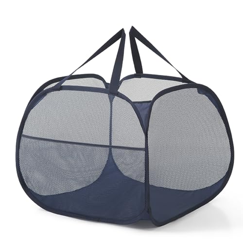 90L Large Capacity Pop Up Mesh Laundry Hamper Collapsible,Large Opening Clothes Hampers, Portable Mesh Laundry Bags for Laundry, Bathroom, Beach, Outdoors and Travel (1 Pack Grey)