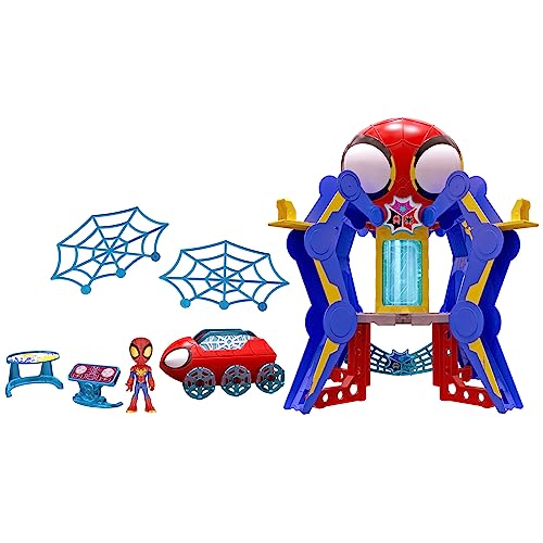 Spidey and His Amazing Friends Web-Spinners Web-Quarters, Kids Playset with Action Figure, Vehicle, and Accessories, Marvel Super Hero Toys, Ages 3 and Up