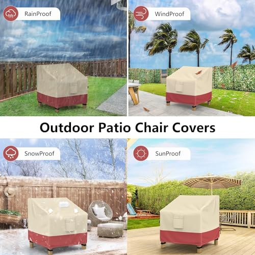 Mrrihand Patio Chair Covers Waterproof, Lounge Deep Seat Cover, Heavy Duty Outdoor Lawn Patio Furniture Covers, 36" W x 37" D x 36" H - 2 Pack