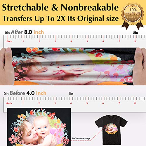 TransOurDream Tru-Heat Transfer Paper for Inkjet Printer (10 Sheets, 8.5x11") Printable Heat Transfer Vinyl for T Shirts Iron on Transfers for Dark Fabrics