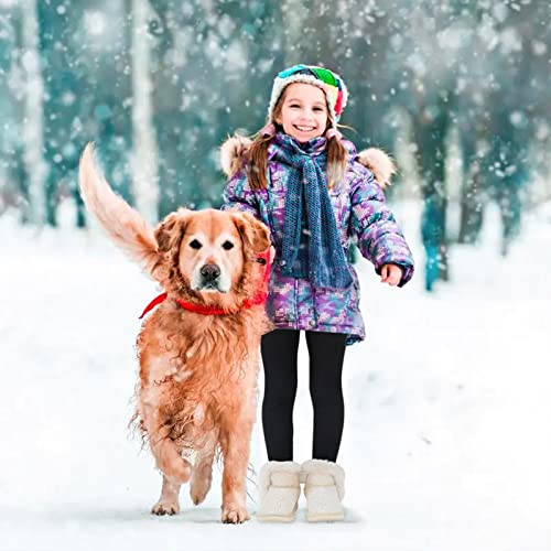 Girls Winter Warm Leggings Kids Fleece Lined Thick Basic Full Pants for 3-11 Years Green
