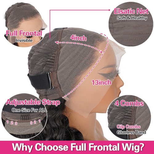 XVE Deep Wave 13x4 Lace Front Wigs Human Hair Pre Plucked 180% Density HD Transparent Lace Frontal Wig Wet And Wavy Wigs For Women Brazilian Hair Curly Glueless Wig Natural Black Color 20 Inch