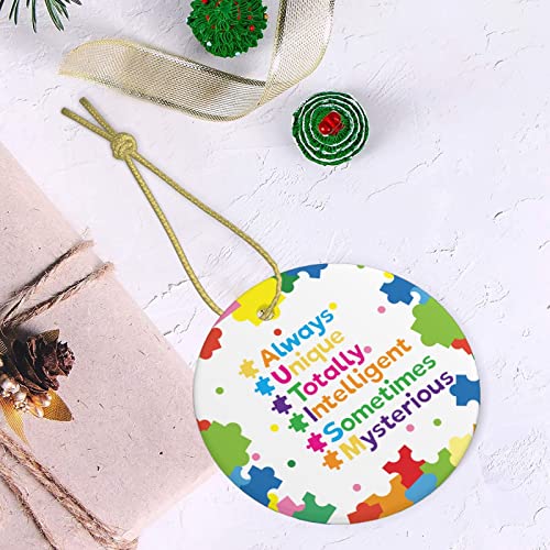 Autism Awareness Christmas Ornaments Autism Puzzle Ornaments 3" Xmas Tree Ornaments Decorations Gifts for Women Men Friends