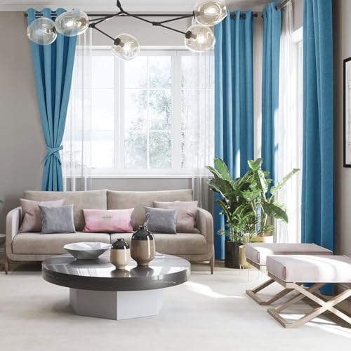 DWCN Faux Linen 100% Blackout Patio Door Curtain 108 Inches Long, Extra Wide Thermal Insulated Grommet Curtain Drapes for Living Room/Sliding Glass Door - 100W x 108L Inch, Dark Grey, 1 Panel