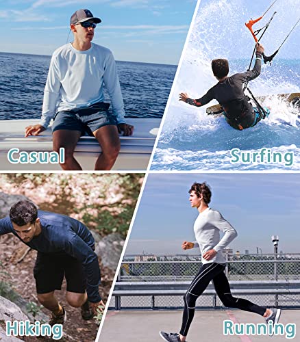 NORTHYARD Men's UPF 50+ Hoodie Shirts Rash Guard Long Sleeve Sun Protection SPF Swim Shirt UV for Running Hiking Fishing KHAKIGREEN M