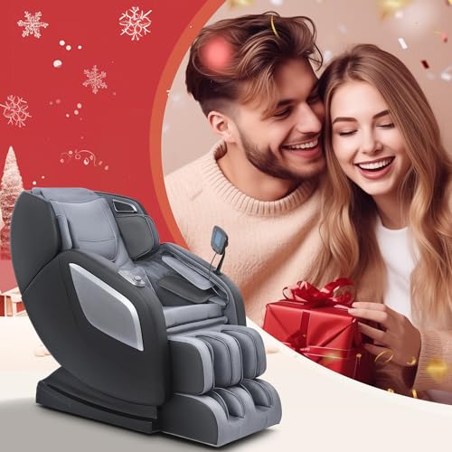 Mazzup Full Body Zero Gravity Shiatsu Massage Chair with Fully Assembled, LCD Screen, Shortcut Keys, USB Charging Port, Heat, for Loved Ones, Parents, Black