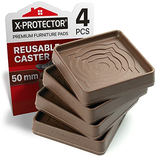Furniture Cups X-PROTECTOR – 2.5" Caster Cups 8 PCS – Round Furniture Coasters – Ideal Bed Stoppers – Non Skid Furniture Pads with a Perfect Design – Rubber Furniture Pads - Protect Any Flooring!