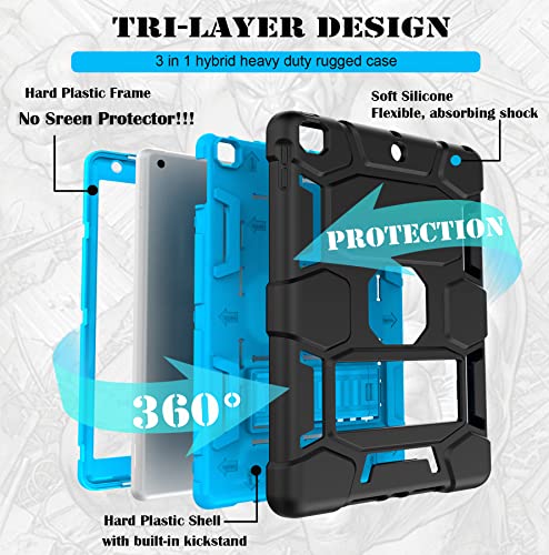 CCMAO iPad 9th Generation Case, iPad 8th/7th Generation Case, iPad 10.2 2021/2020/2019 Case with Kickstand, Heavy Duty Shockproof Hard Hybrid Three Layer Protective Cover, Rainbow