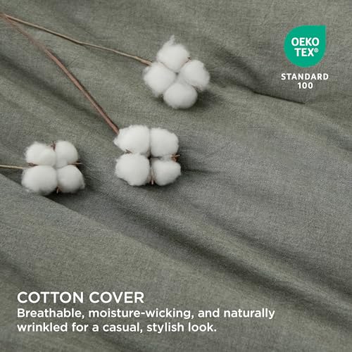 Bedsure Comforter Set King Size Denim Blue - Cotton Fabric with Microfiber Inner Fill, King Comforter Set for All Seasons, 3 Pieces, 1 Comforter (104"x90") and 2 Pillow Cases (20"x36")