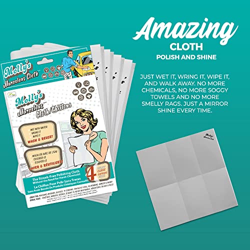 Home Spirit Molly's Marvelous Cloth, Streak-Free, Lint-Free Microfiber Cleaning Cloth, Polishing Cloth for Glass, Stainless Steel, Use for Kitchen, Bath, Cars, Detailing, Reusable (2pk, White)