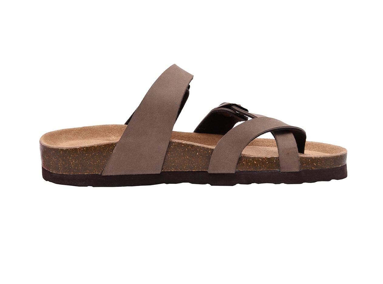 CUSHIONAIRE Women's, Luna Low Heel Slide Sandals Brown 8 M