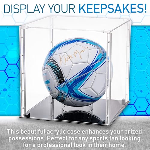 Franklin Sports Full Size Basketball / Soccer Acrylic Display Case – Magnetic Snap Together – Memorabilia – UV Protected – Sport Collectibles