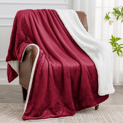 BEDELITE Sherpa Fleece Blanket Twin Size, Thick Warm Blankets for Winter, Reversible Soft & Cozy Fuzzy Blanket for Couch and Bed (Purple, 60" X 80")