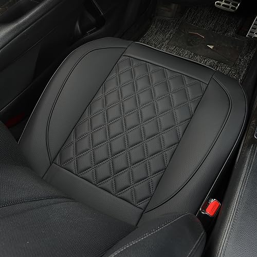 Vankerful 1 Pack Leather Front Car Seat Covers,Bottom Seat Covers for Cars,Driver Car Seat Cover,Luxury Seat Protectors,Waterproof,Anti-Slip,Full Wrap,for Most Vehicles,Sedan,Truck,SUV(Black)
