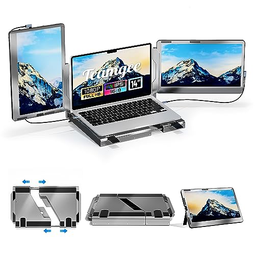 Teamgee Portable Monitor for Laptop, 12” Full HD IPS Display, Dual Triple Monitor Screen Extender, HDMI/USB-A/Type-C Plug and Play for Windows, Chrome & Mac, Work with 13”-16” Laptops