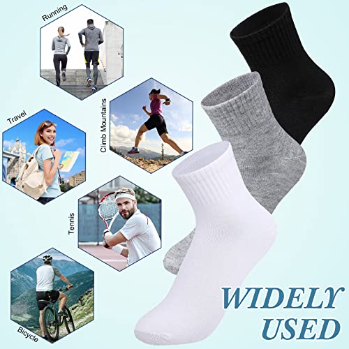 Tarpop 48 Pairs Men Quarter Ankle Socks Moisture Wicking Athletic Crew Casual Sports Socks Bulk for Homeless(Black, White, Gray)