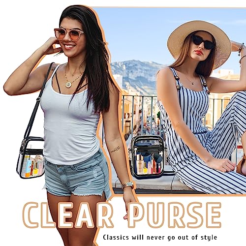 LWWTBS Clear Crossbody Purse Bag Stadium Approved Clear Purse for Work Concert Sports Adjustable Strap Clear Concert Bag for Women (Small-Black)