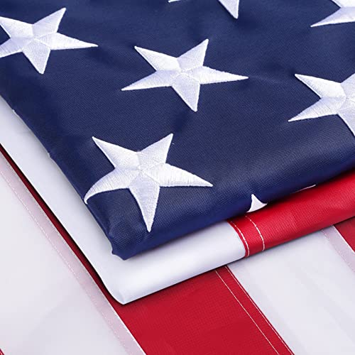 American Flag 10x15, USA Flags for Outdoor Indoor, 300D Heavy Duty Durable, Deluxe Embroidered Stars, Brass Grommets, Sewn Stripes, Vivid Color, Fade Resistant and waterproof (10X15 FT USA FLAG)