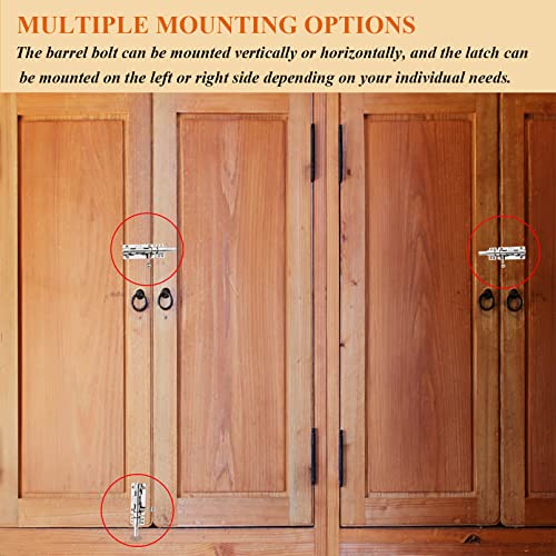 10in Slide Bolt Gate Latch 304 Stainless Steel Barrel Bolt Latch Heavy Duty Door Security Lock Thickened Door Latches Hardware with Mounting Screws for Barn Fence Shed Basement