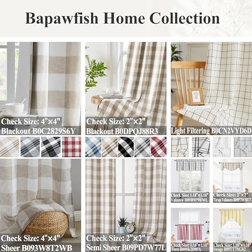 Short Black White Buffalo Plaid Full Blackout Window Curtains with Liner Farmhouse Checkered Geo Pattern Panels Linen Textured Drapes Grommet Window Treatment for Bedroom,Living Room,40"x63"x2