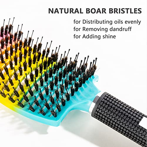 Detangling Brush 2 Pack,Boar Bristles Hair Brush without Pain Adds Shine and Makes Hair Smooth,Fast Drying Styling Massage Hairbrush for Women, Girls.Detangler Hair brush for Wet or Dry Hair.……