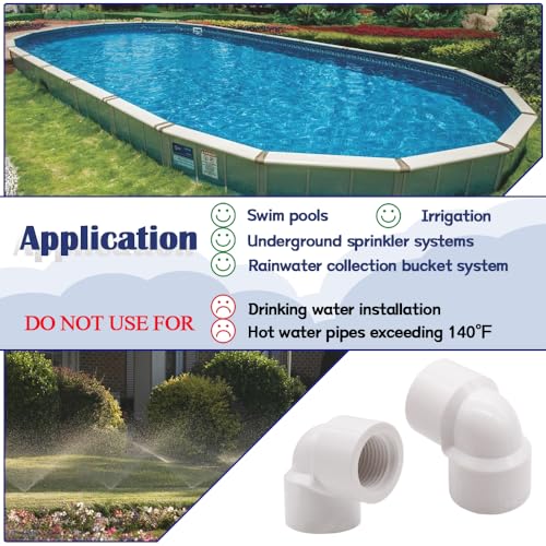 HayEastdor 10PCS 1/2 Inch Female to Female Threaded 90°Elbow PVC Pipe Fittings 1/2" Double Female Thread Coupling Pipe Adapter Connectors for Pipe Connecting HE044-1/2