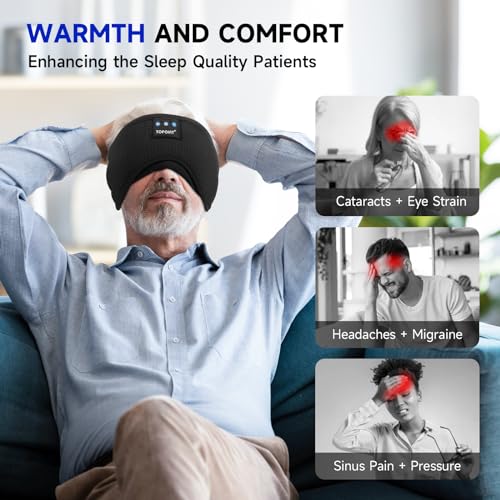TOPOINT Sleep Mask with Headphones Bluetooth 5.2 Wireless, Sleep Headphone with Microphone Built-in HD Speakers Music, Eye Mask for Sleeping Travel Meditation for Men Women Girl Cool Gadgets