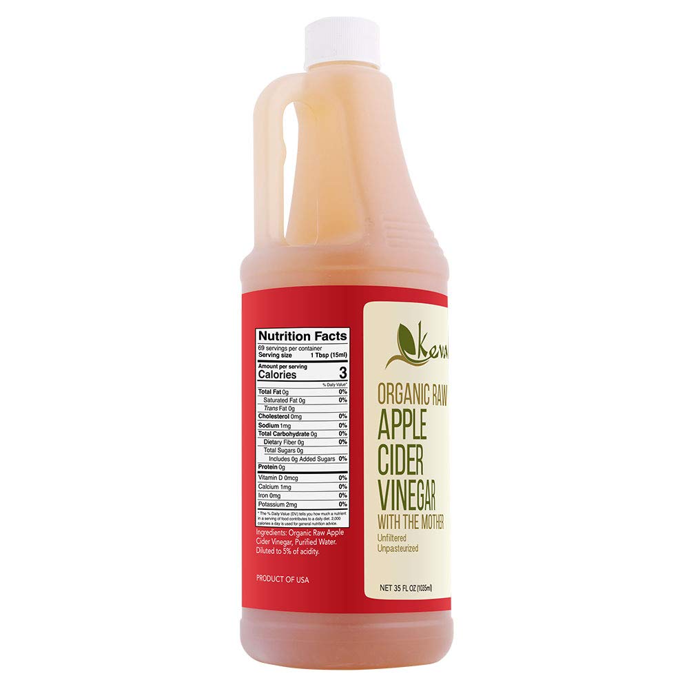Kevala Organic Raw Apple Cider Vinegar – With Mother, Organic Apples, Salad Dressing, Non-GMO, Kosher, Fresh Apples, Unfiltered, Gluten Free, 35 oz