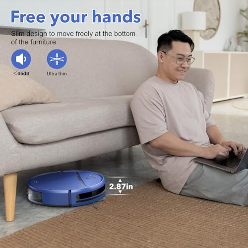 2 in 1 Mopping and Vacuuming Robot, Robot Vacuum and Mop Combo Compatible with WiFi/App, Robotic Vacuum Cleaner Self-Charging, Slim, Ideal for Pet Family, Hard Floor, Hair, Low Pile Carpet