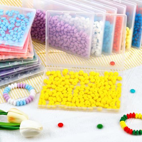 180Pcs FIVEIZERO Silicone Lentil Beads Bulk, 12mm Silicone Abacus Focal Beads Silicone Beads Bulk Colorful DIY Loose Beads for Bracelet Necklace Crafts Pen Making(Lavender)