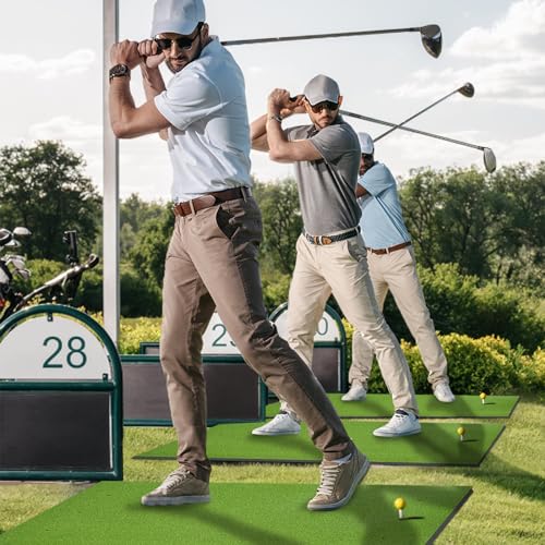 NBMICSO Golf Hitting Mat,5x4ft Premium Artificial Golf Turf Mat for Outdoor & Indoor Practice with 10 Golf Balls, 9 Golf Tees - Gifts for Men/Golf Lovers/Beginner