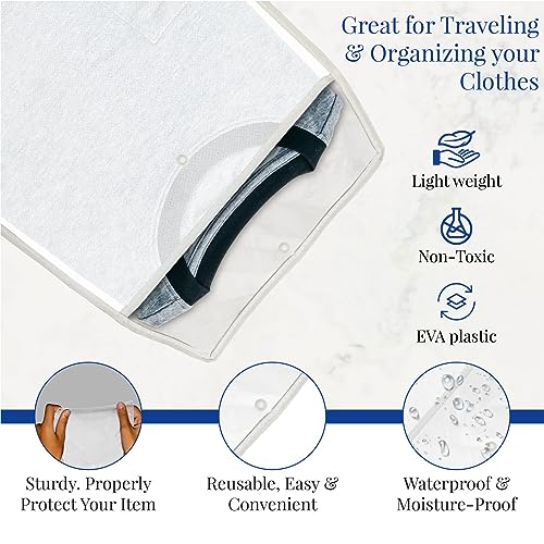 The Clothing Doctor Breathable Cashmere Sweater Storage Bag, Convenient Snap With Flap Closure, Clear Window For Easy Identification, 14.5"x18.4", Pack Of 6, White