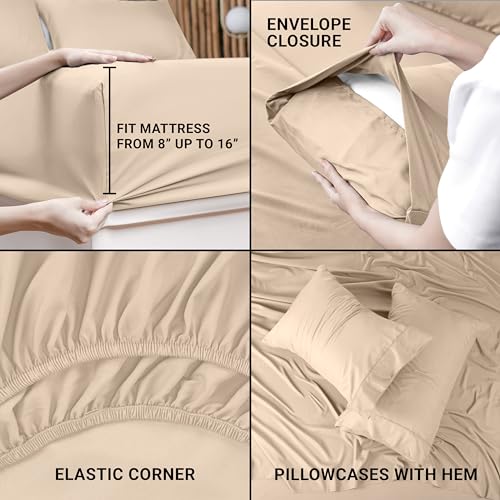 Utopia Bedding Queen Bed Sheets Set - 4 Piece Bedding - Brushed Microfiber - Shrinkage and Fade Resistant - Easy Care (Queen, Ivory)