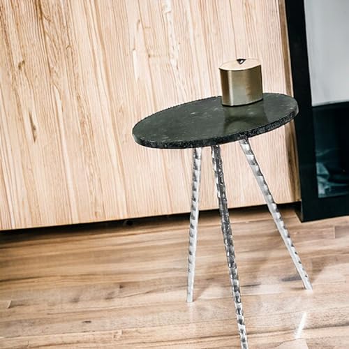 Round Side Table Tray Nightstand Coffee End Table for Living Room Bedroom Small Spaces Bedside Table Mid Century Modern Coffee Table Accent Table 15'' x 18.75'' - Basil Green Gold